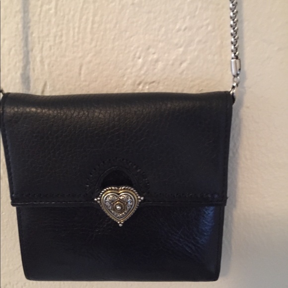Brighton Black Leather Chain Crossbody Purse - Picture 3 of 6